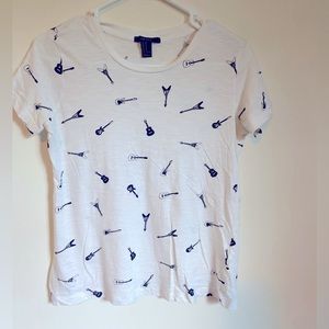 Forever 21 size medium women’s guitar white T-shirt short sleeve